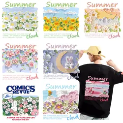 Graffiti Oil Painting Heat Thermal Transfers For Clothing Stickers Iron-on Transfers For Clothes summer Applique DIY T-shirt