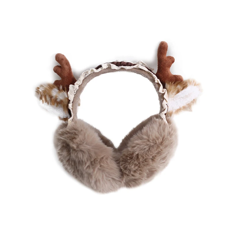 Deer Headband Girl Lolita Christmas Earmuffs Warm Elk Antlers Ears KC Foldable Ear Protection