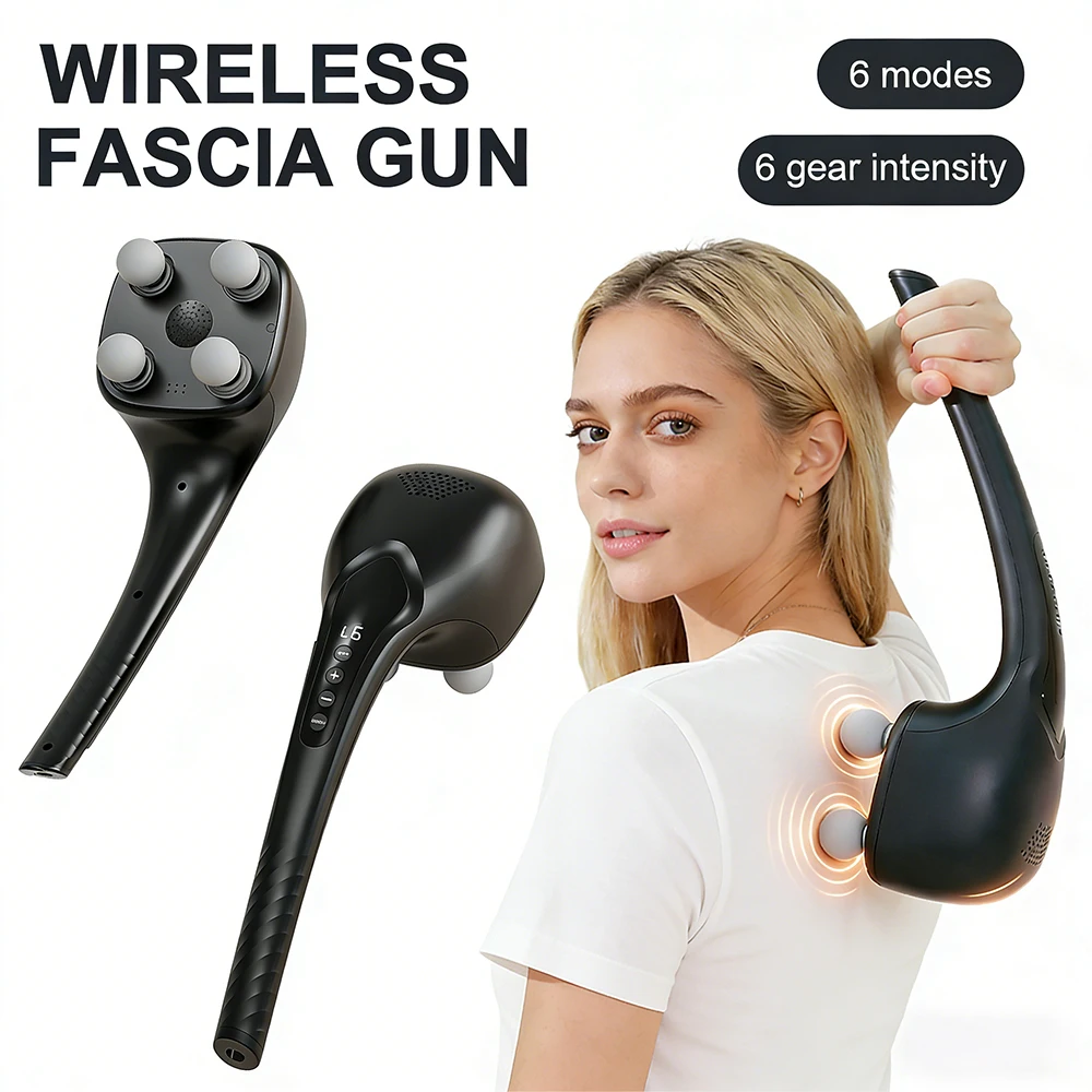 

Массажный пистолет для фасций с 4 насадками: для плеч, спины, талии, шеи и тела, с высокочастотной вибрацией