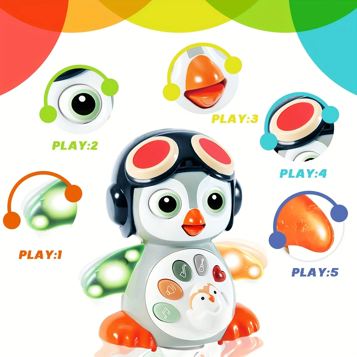 춤추고 움직이고 걷고 기어다니는 펭귄 장난감, 기어다니는 법 배우기 인터랙티브 발달 장난감, 할로윈/크리스마스 선물