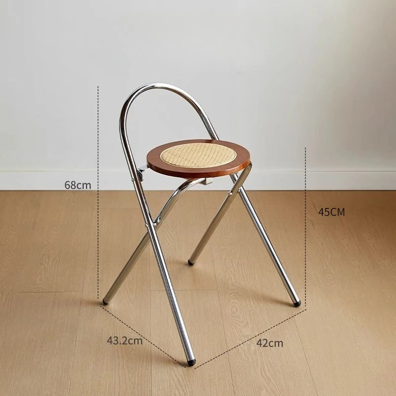 oo-Medieval Woven Back Folding Chair, Modern Casual Dining Chair for Home Balcony