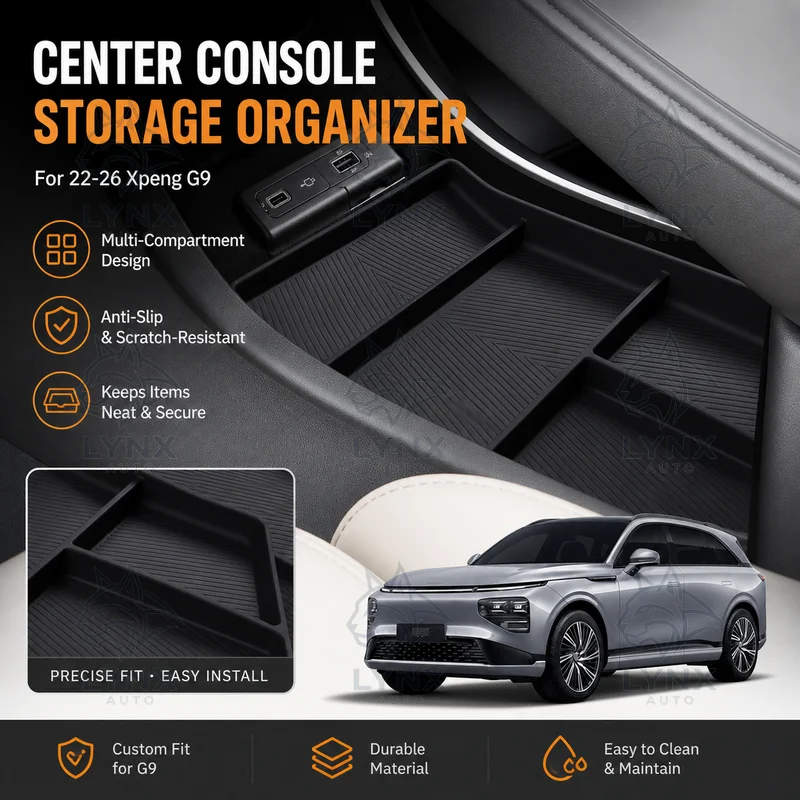 For 22-26 Xpeng G9 Center Console Lower Storage Box Organizer Insert Car Interior Accessories Decoration Modification