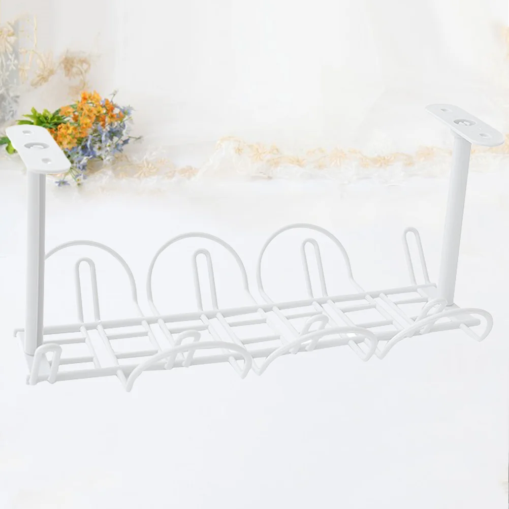 2Pcs Desk Storage Holder Hanging Basket Office Desk Shelf White Simple Design Organizer for Pens Cable Phone