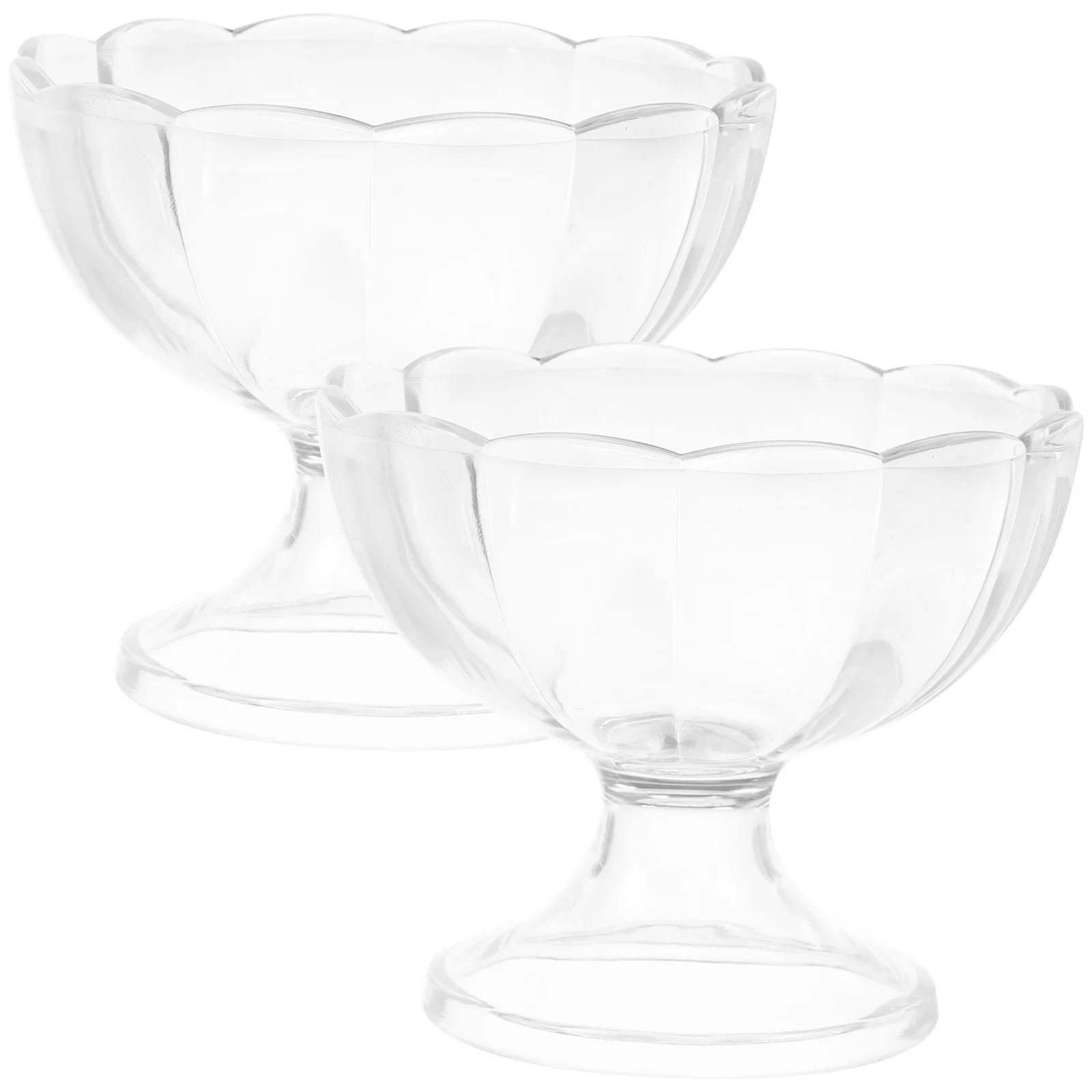 

2Pcs Ice Cream Bowl Footed Dessert Cup As Material Safe Transparent Design Home Party Bar Ktv Use Plastic Footed Bowl