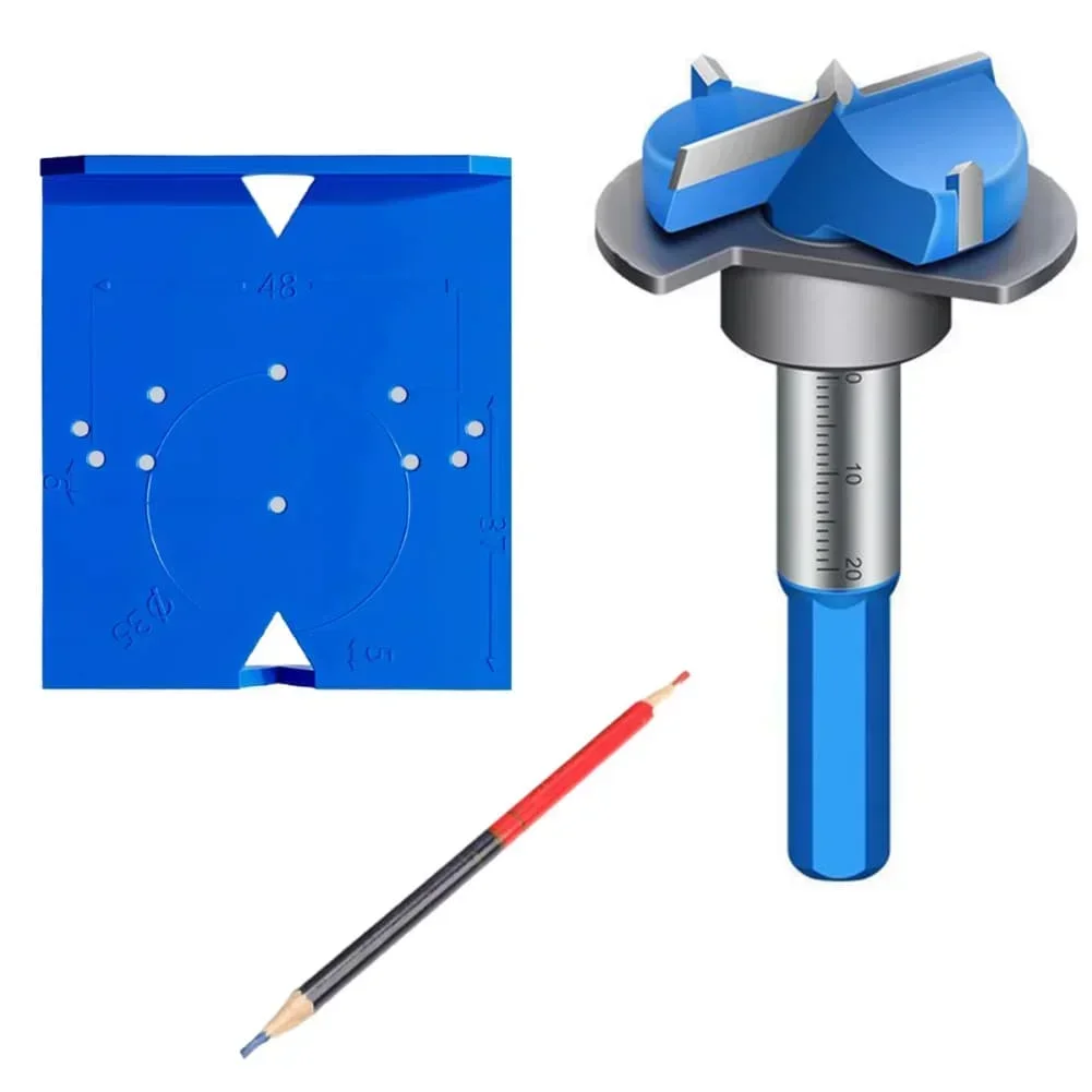 

Hinge Jig Hinge Hole Positioning Aid 35mm Hinge Drilling Guide Woodworking Hinge Hole Punching Locator With Hex Wrench Bit