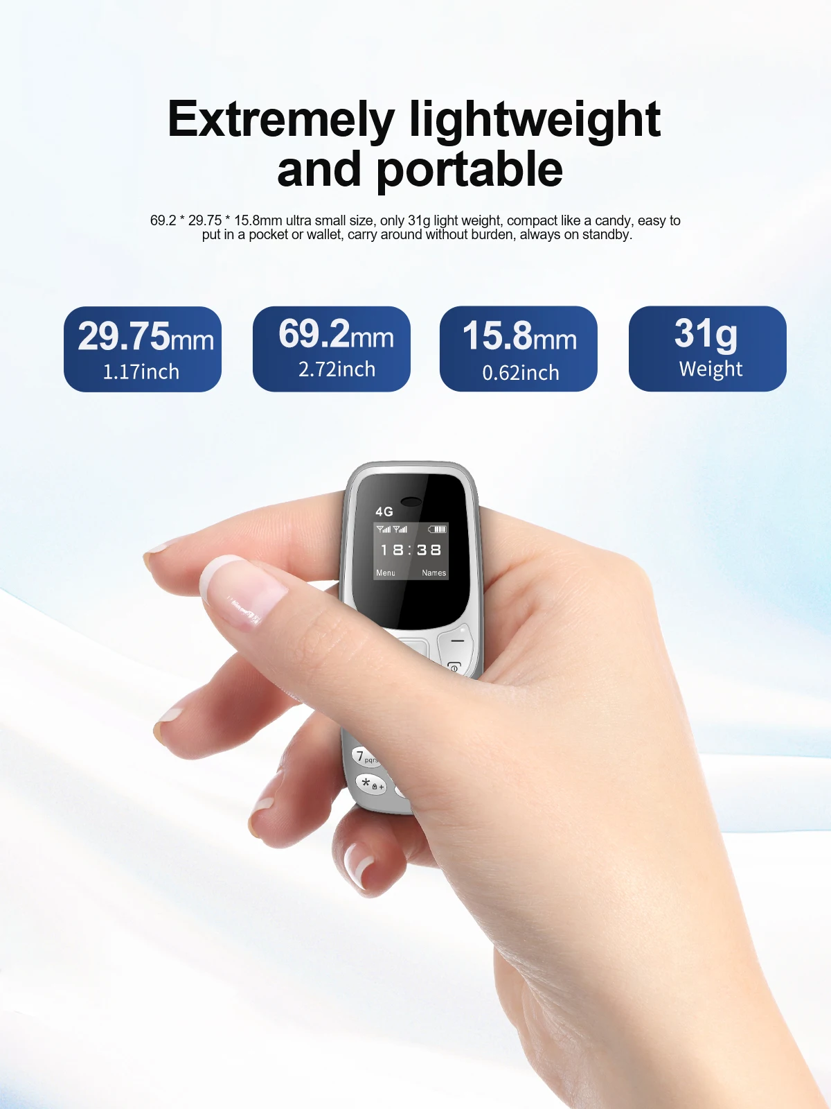 SERVO BM10 LTE Mini Mobile Phone 4G Dual SIM Card Speed Dial Call Recording MP3 Player 0.66" Display Smallest Cellphones Type-C