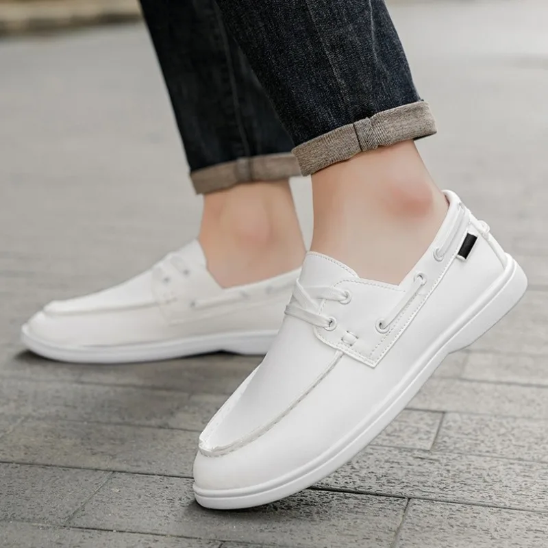 

Men's Casual Shoes Flat Low-top Round-toe Soft-soled Split-color Leather High-quality and Fashionable Walking Loafers