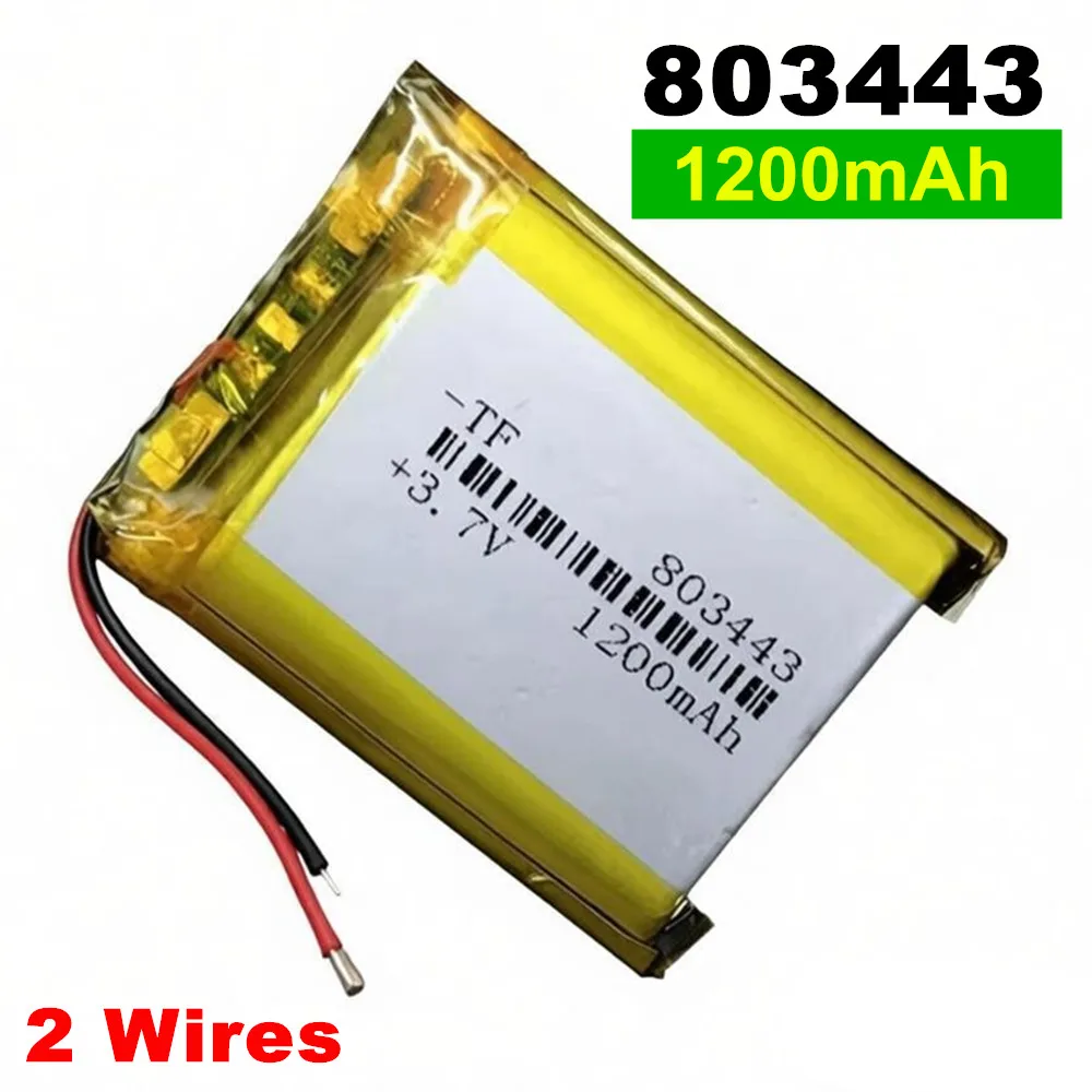 3.7V 1200mAh 803443 Lithium Polymer LiPo Rechargeable Battery For GPS DVD Bluetooth Speaker Driving Recorder E-books Tablet PC