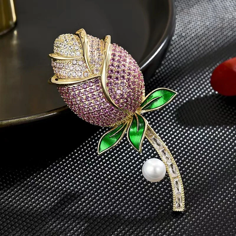 Fashion creative drip oil heavy industry luxury tulip brooch elegant elegant atmosphere suit dinner accessories