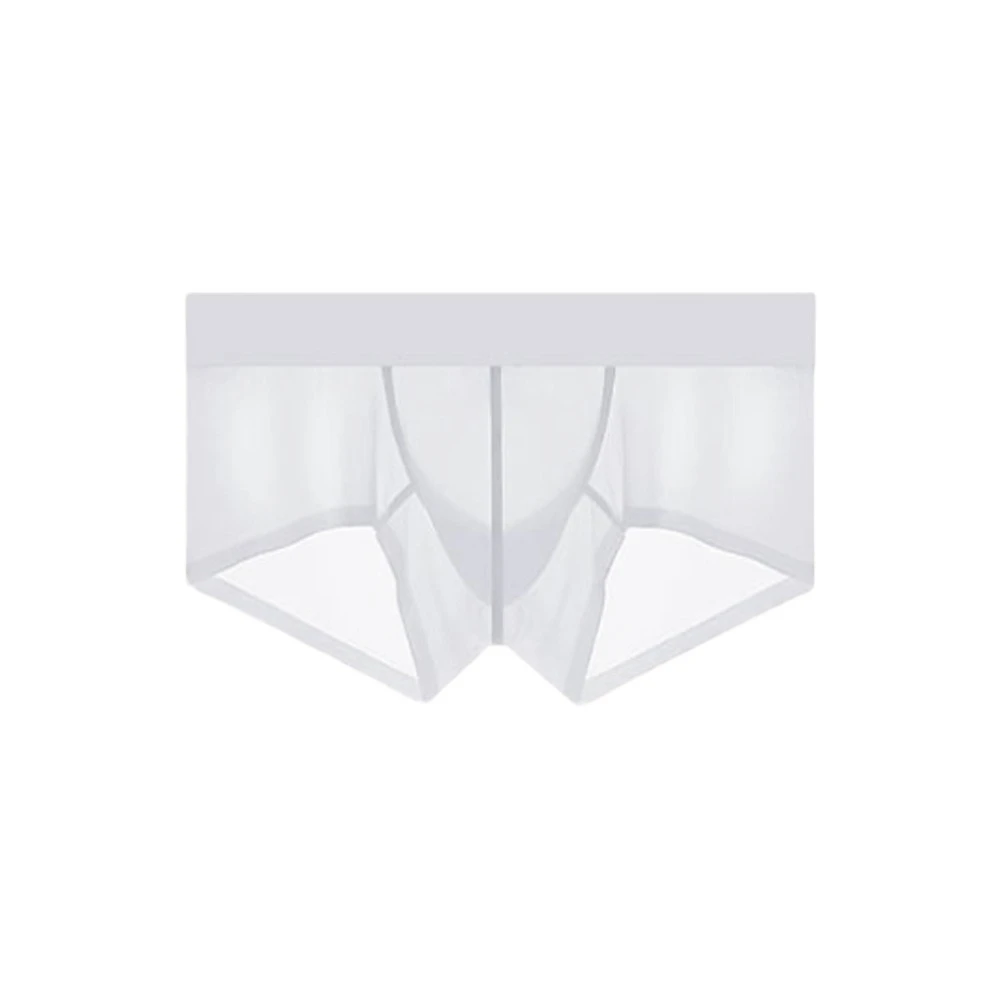 Men's Ice Silk Boxer Briefs Ultra-thin Transparent Breathable Sexy Boxy Underwear U Pouch Boxer Shorts See Through Daily Wear