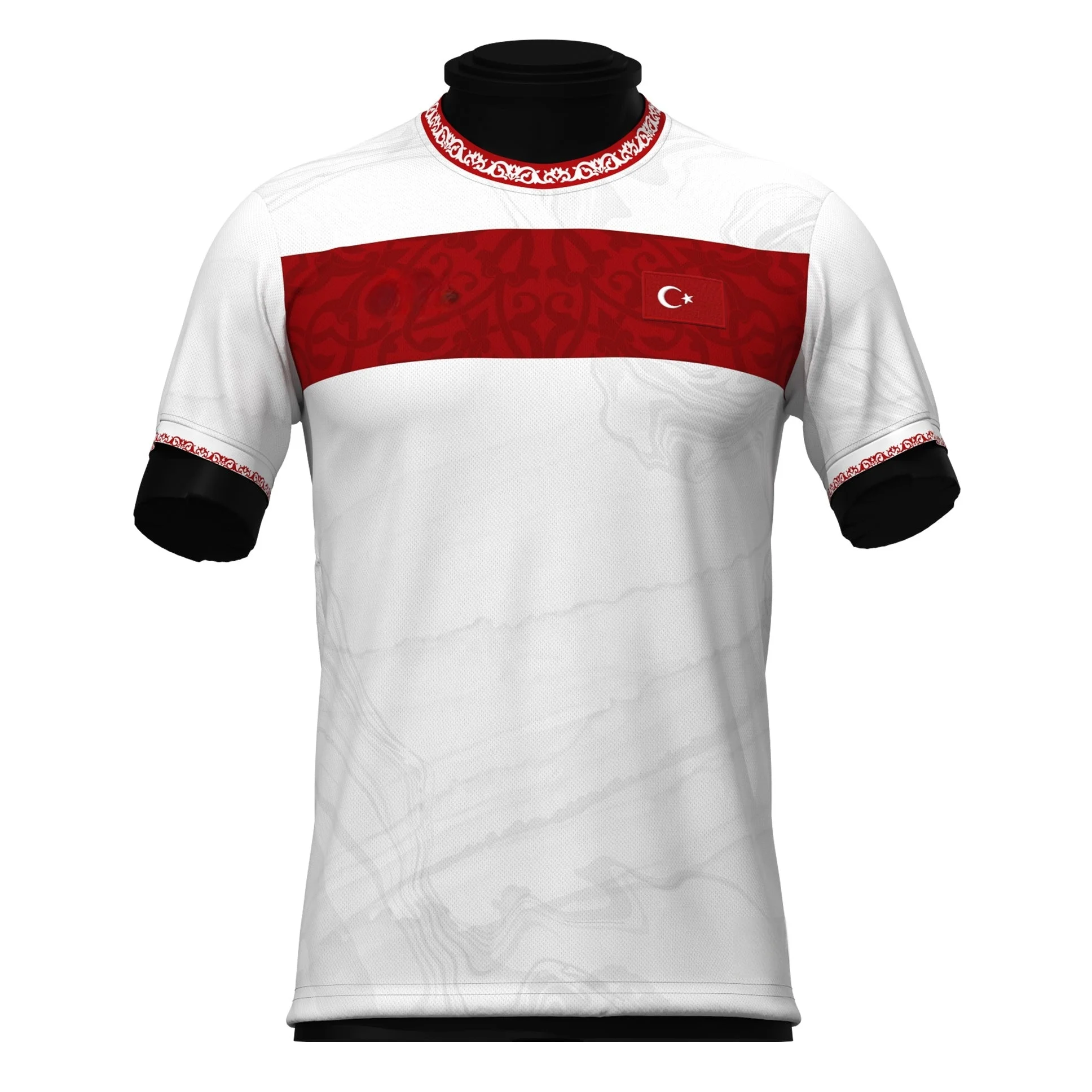 2026 Summer New Turkey Ottoman Floral Print Football Jersey Family Matching T-shirt Suitable for Daily and Training Wear