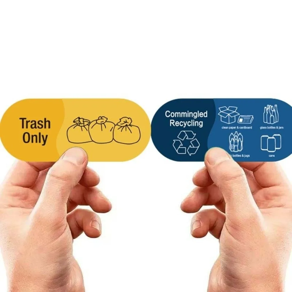 Recycling Sorting Trash Bin Sticker Waterproof Adhesive Mixed Recycle Stciker Vinyl Logo Decals Trash Can Sticker Label