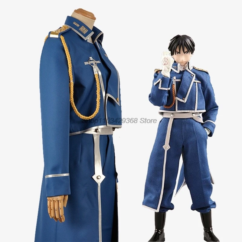 Anime Fullmetal Alchemist Cosplay Roy Mustang Costumes Military Uniform Suit Coat + Pants + Apron