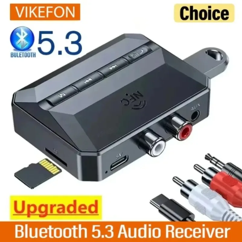 NFC Wireless Audio Adapter Bluetooth 5.3 Receiver 3.5mm AUX RCA USB U-Disk/TF HIFI Stereo Music With Mic For Car Kit Speaker Amp