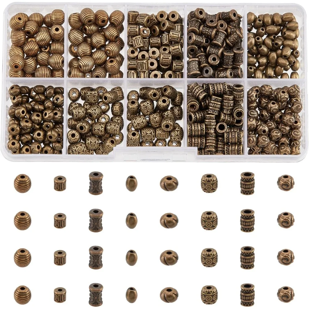 

480 Pcs Bronze Spacer Beads Tibetan Style Alloy Spacer Round Column Spacer Beads Loose Beads for DIY Jewelry Craft Making kit