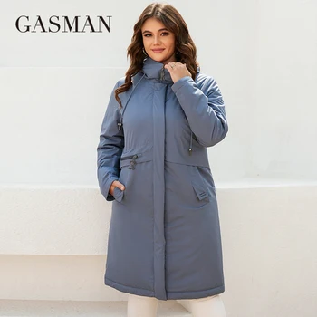 GASMAN Neue frauen jacke frühling 2022 lange Mode lässig taille parka Winddicht warme dünne baumwolle Frau mantel outwear 8284