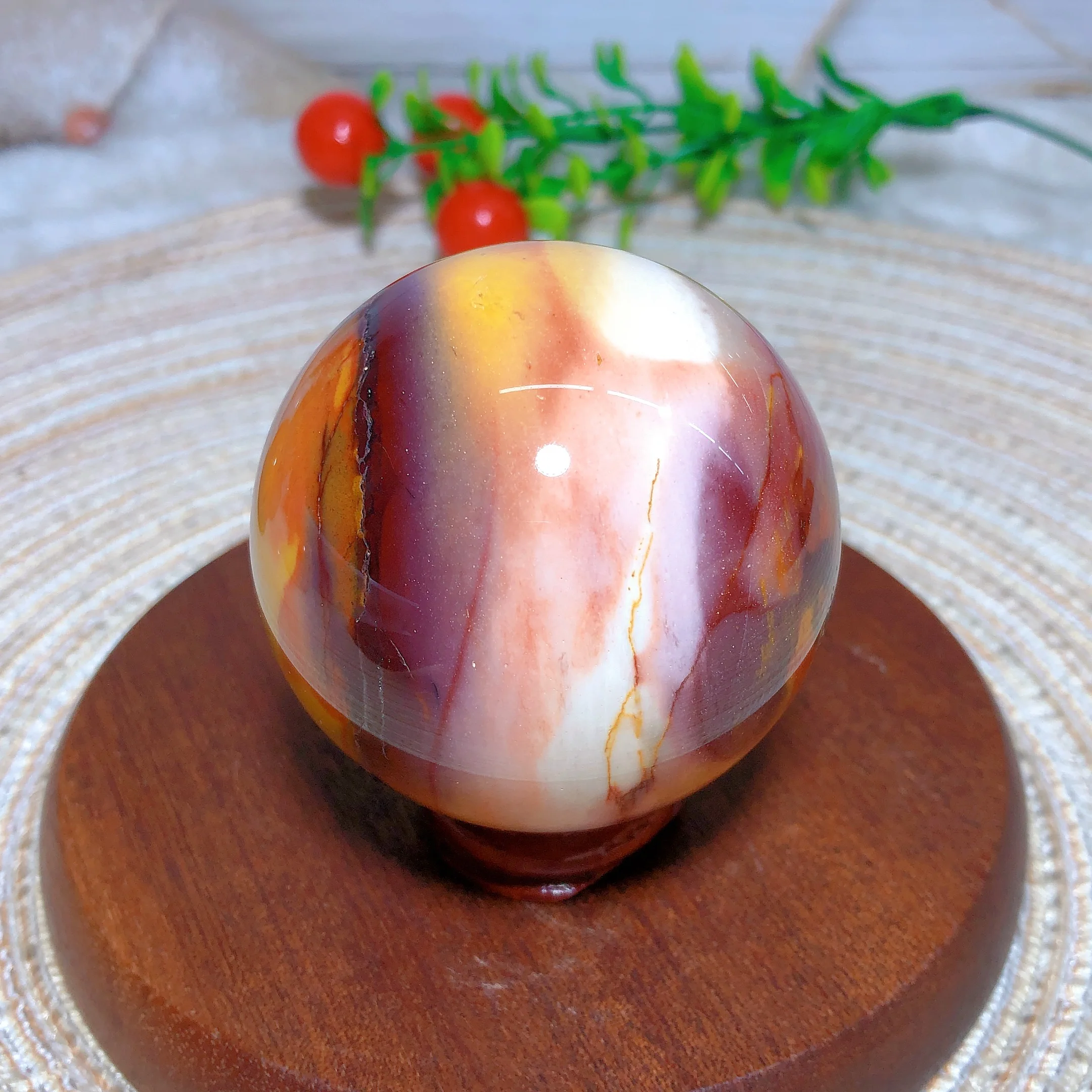 

Healing Natural Crystal Mookaite Sphere Painting Gemstones Polished Mineral Energy Home Decorations Room Decor Gift