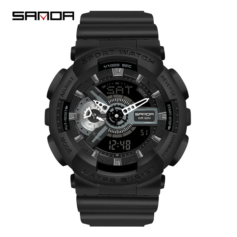 SANDA 3110 Top Brand Digital Watch Men Sport Watches Electronic LED Male Wrist Watch For Men Clock Outdoor Waterproof Wristwatch