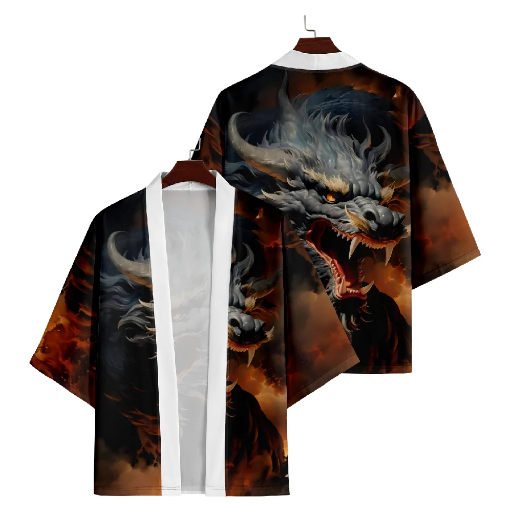

Plus Size 5XL 6XL Dragon Print Beach Kimono Streetwear Men Women Cardigan Cosplay Haori Yukata Harajuku Tops Robe