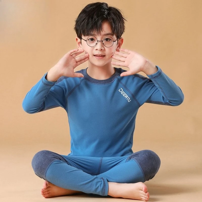 5A Antibacterial Thermal Underwear Set for Kids Seamless Winter Sleepwear Thermal Pajamas Boys Girls Autumn Winter