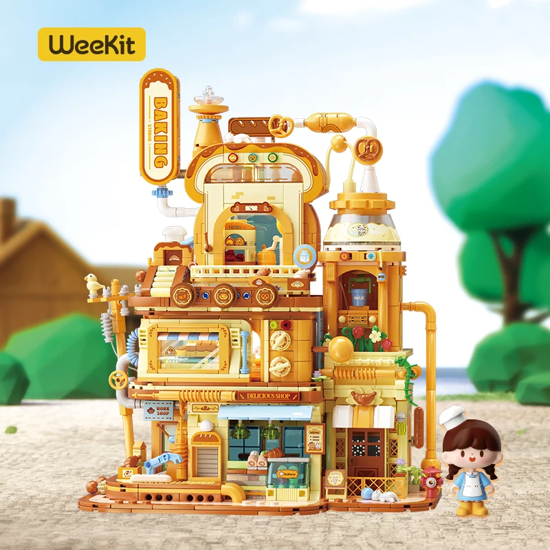 Weekit ZZoton مخبز ورشة عمل اللبنات الكرتون مخبز DIY بها بنفسك الحلوى منزل أصدقاء المطبخ ألعاب الطوب هدية للطفل #4