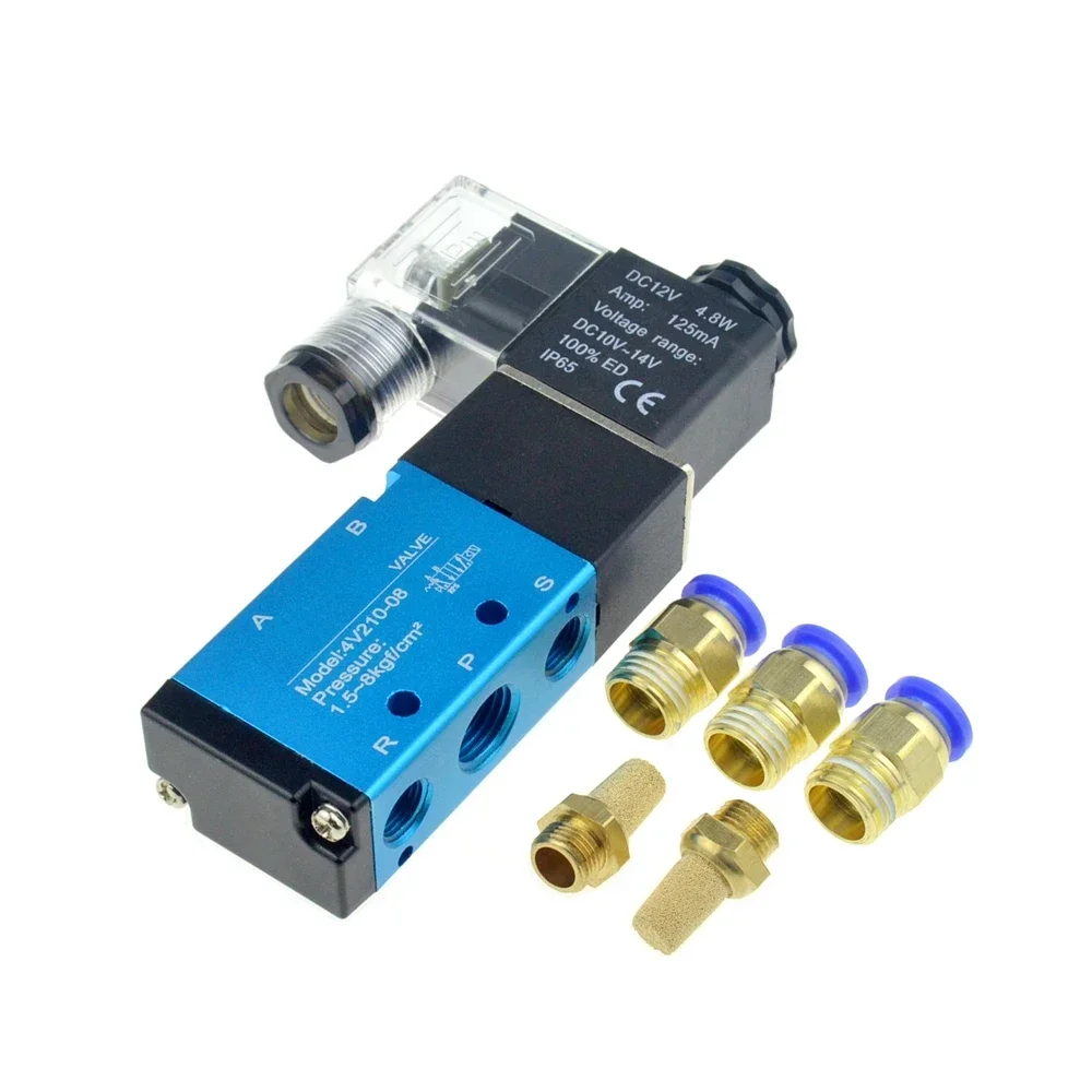 

Pneumatic Electric Solenoid Valve 5 Way 2 Position 12V 24V 220V 6mm 8mm 10mm Hose Connect Adjust Control Air Gas Magnetic Valve