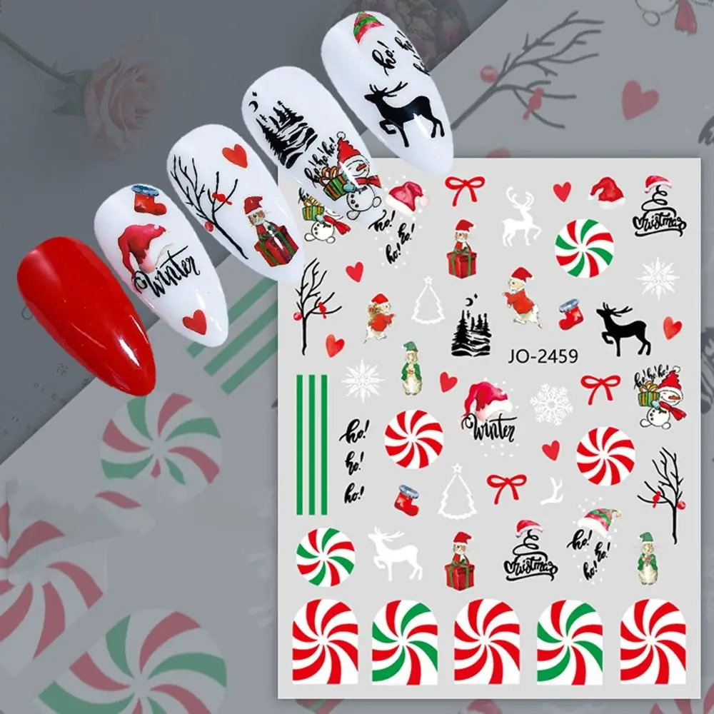 

Professional Cartoon Christmas Nail Art Sticker Simple Cute Manicure Decals Snowman Winter Nail Art Accessory Women
