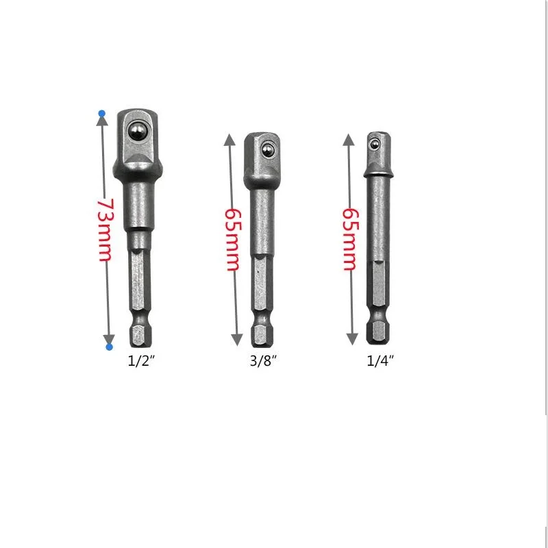 Vỏ Máy Khoan Ổ Cắm Adapter Dành Cho Tác Động Điều Khiển Với Chuôi Lục Giác Để Ổ Cắm Vuông Khoan Thanh Mở Rộng Bộ 1/4 "3/8" 1/2 Bit Bộ