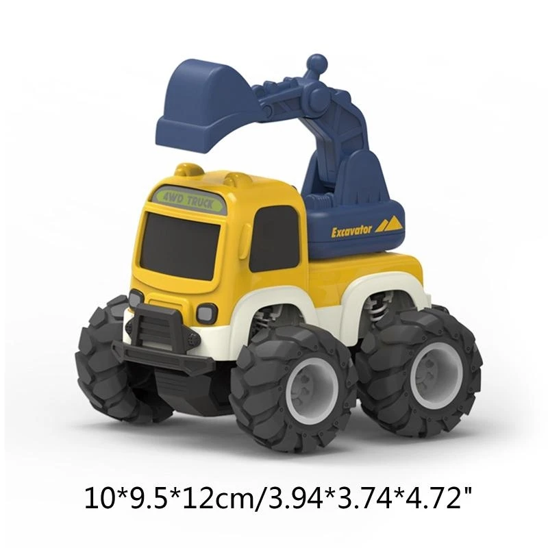 ดึงกลับรถก่อสร้างของเล่น 4WD แรงเสียดทานรุ่นรถ Push Active & Go ข้อต่อรถบรรทุกของขวัญที่ยอดเยี่ยมสำหรับเด็กชายหญิง 15UB