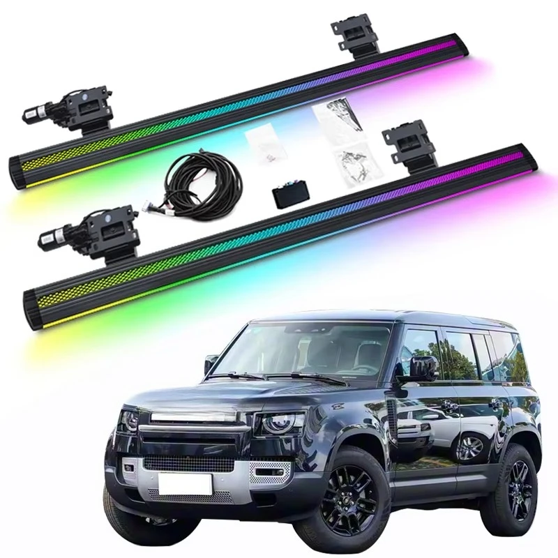 

LED Colorful Lighting Electric Power Running Board Electric Side Steps For Land Rover Defender 110 2020+