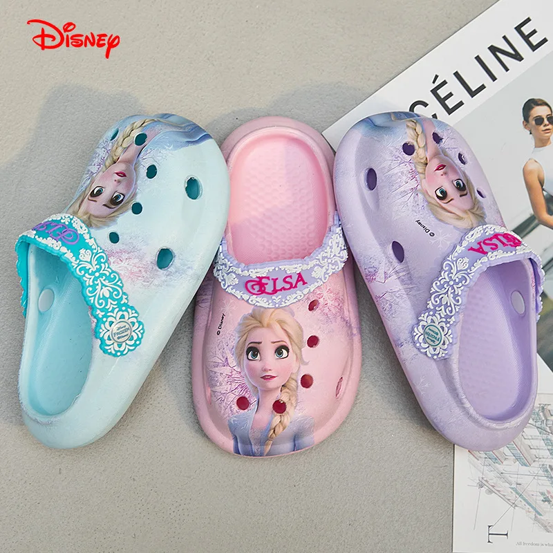 

New Summer Girls Sandals Cartoon Disney Frozen Elsa Baby Kids Princess Shoes Children Closed Toe Kids Sport Running Beach Shoes