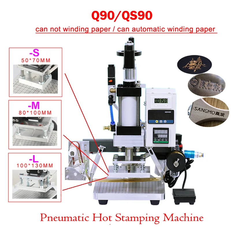 Bronzing Machine Hot Stamping Machine Pneumatic Embossing Machine with Positioning Slider for PVC Leather