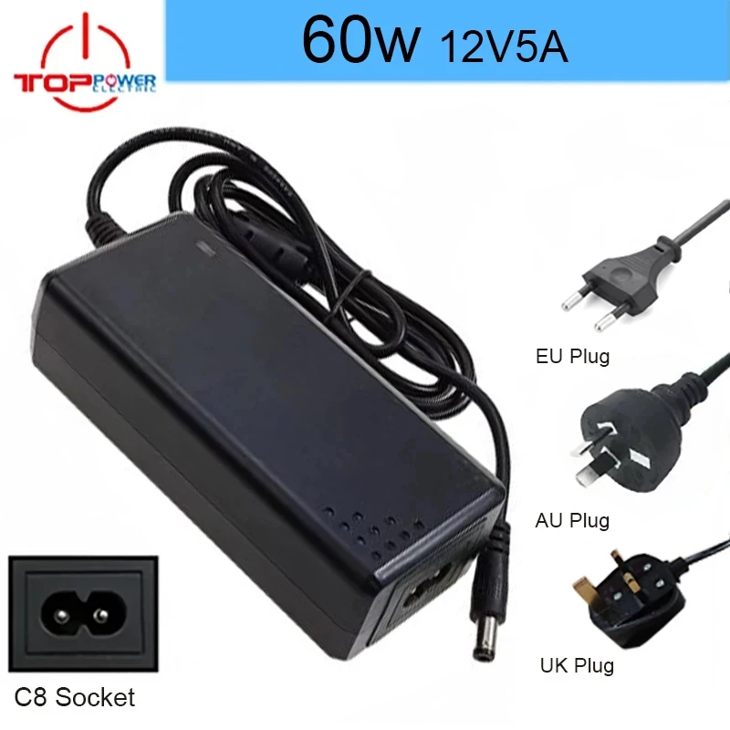 

12v 5a universal desktop power supply for led strip 110v-220v ac/dc adapter charger with ce ukca certification