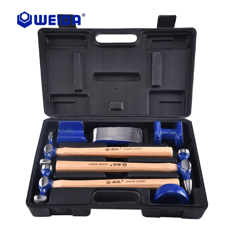 

7 Pcs Wooden Handle Auto Body Panel Repair Hammer & Dolly Kit