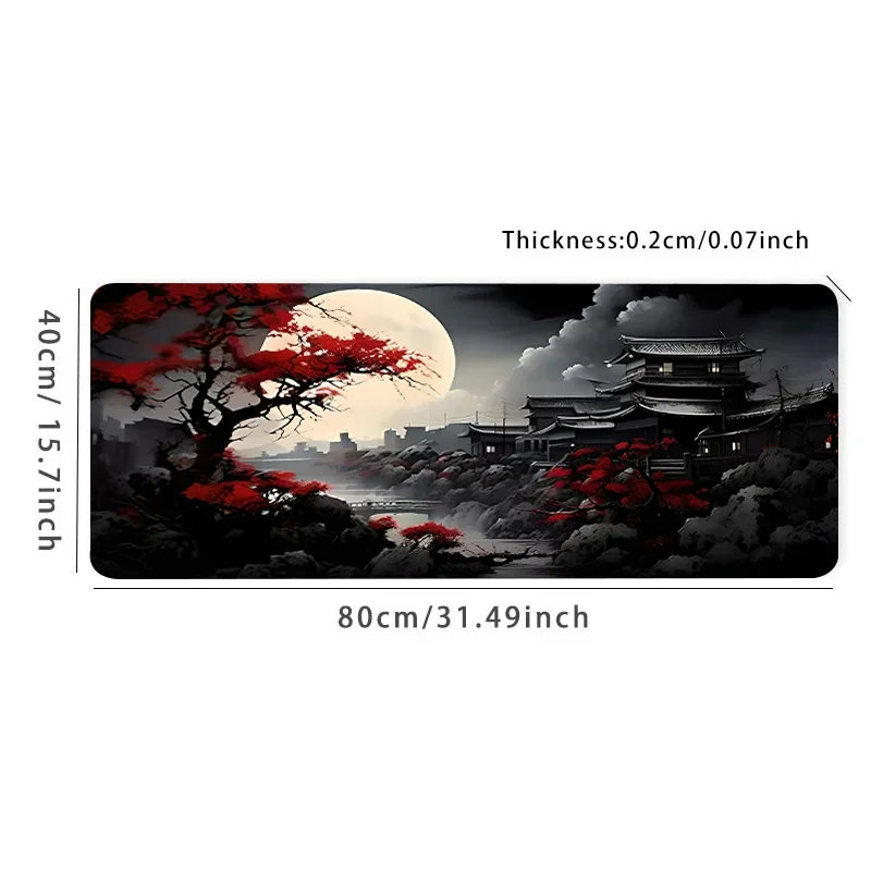 لوحة ماوس ساموراي الليلية ملحقات مكتبية يابانية وسادات ماوس ألعاب كبيرة جدًا للمكتب وقاعدة مطاطية غير قابلة للانزلاق للكمبيوتر