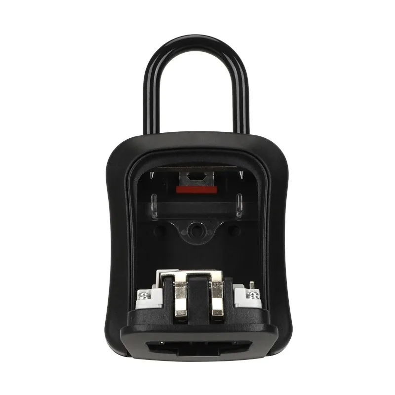 B92B-Aluminum Alloy 4 Digit Combination Password Key Lock Box Wall Mounted Key Storage Safe For Home Construction Black