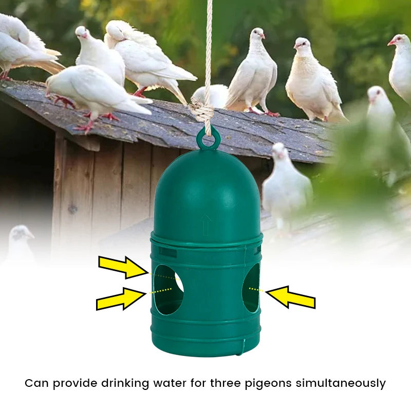 Bird Water Drinker Bottle Pigeon Water Dispenser Feeder Bird Cage Accessories Large Capacity with Hanging Handle 1L