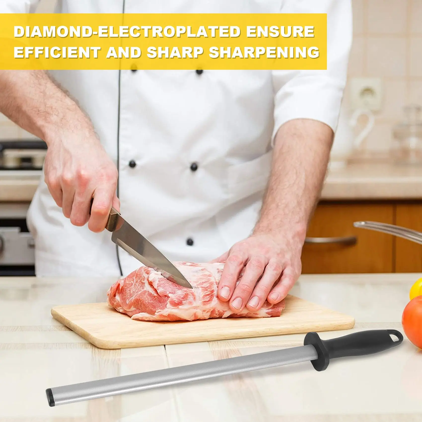 الأحدث! 17 بوصة 600 المطبخ حصى الماس سكين مبراة شحذ قضيب الصلب الحجر