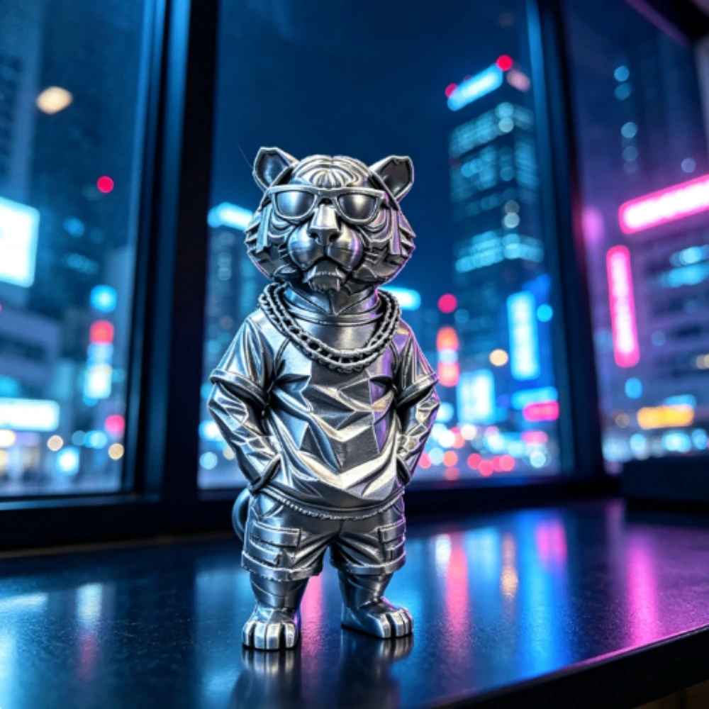 Cool Hip‑Hop Tiger Figurine 3D Printed Statues Street Style Sunglasses Tiger Home Desktop Collectible Ornaments Home Decor Gifts view 3