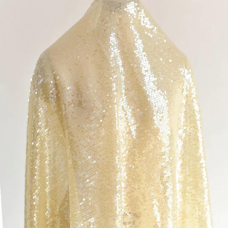Wedding Dress Shiny Sequin Embroidered Lace Fabric Handmade DIY Sewing Material Clothing Decoration Fabric Multi Colors
