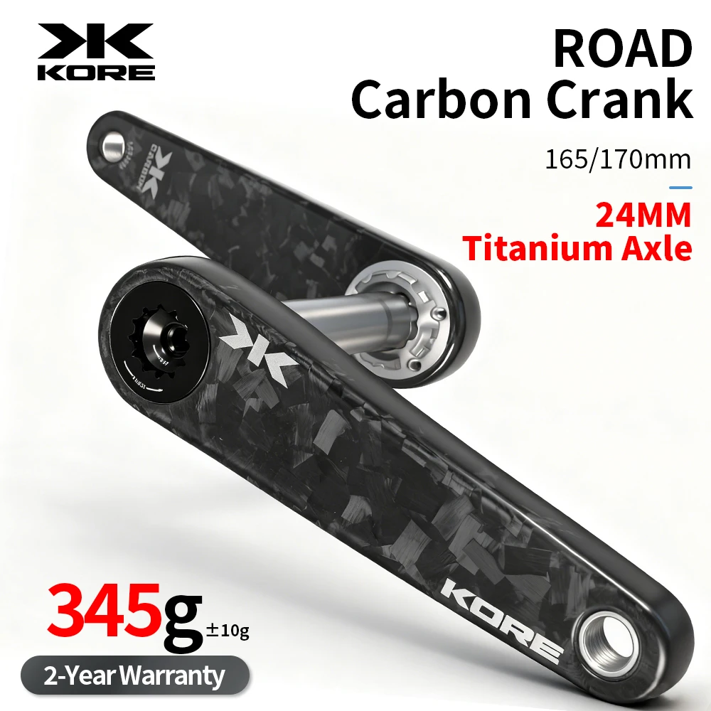

2026 New Bicycle Crank 345G 24MM Titanium Axis 165/170MM Length For Road Bicycle Winter Cycling Light Ride T800 Carbon Fibre