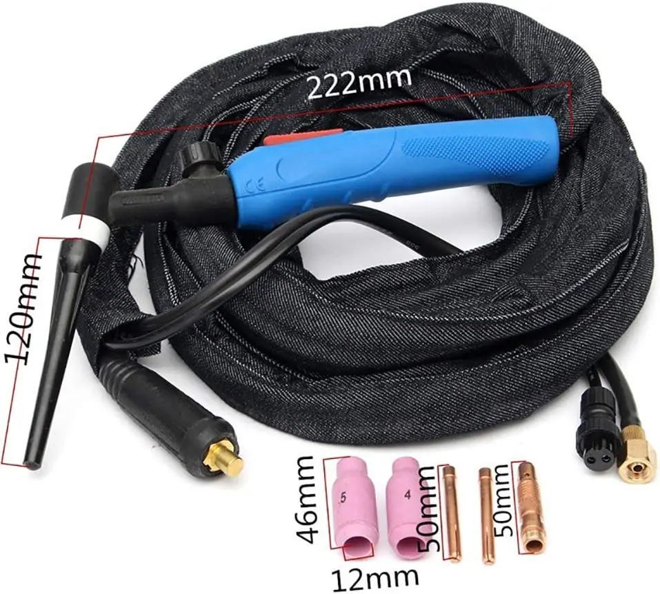 Plasmargon cabeça flexível válvula da tocha m16 WP-17FV para 180a-220a, válvula de gás refrigerado a ar tig tocha 3/5/7m com consumíveis para tig
