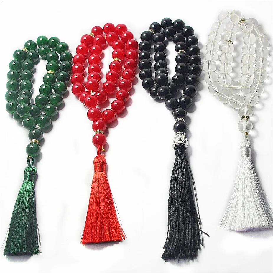 Imitation Agate 33‑Bead 12‑mm Round‑Bead Prayer Mala, Smooth Hole to Reduce Rope Wear, Counting & Chanting Wrist Mala
