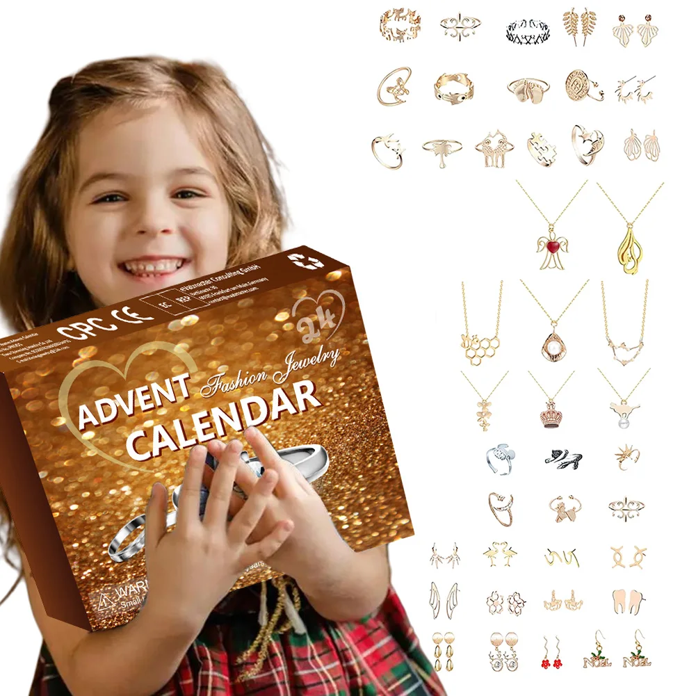 

Jewelry Advent Calendar 2024 for Adults Women with Necklace Rings Earring Advent Calendar Jewelry Christmas Countdown Xmas Gift