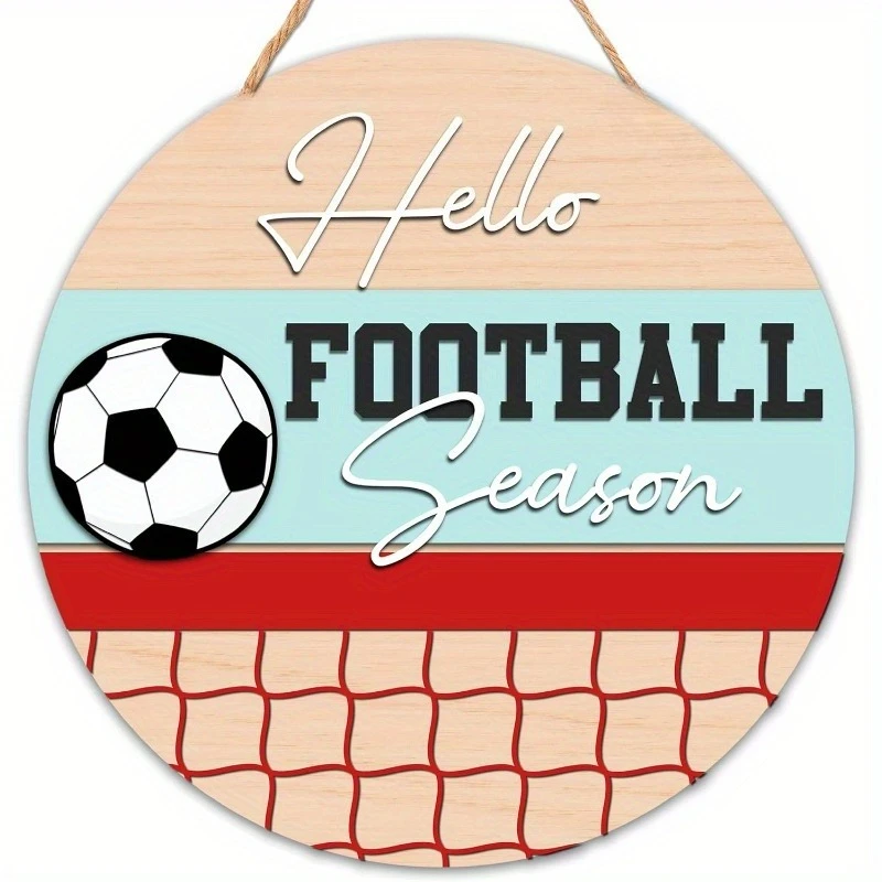 Round Wooden Sign for Autumn Greetings, Welcoming Football Season, Perfect for Rustic for Home Decor 12in