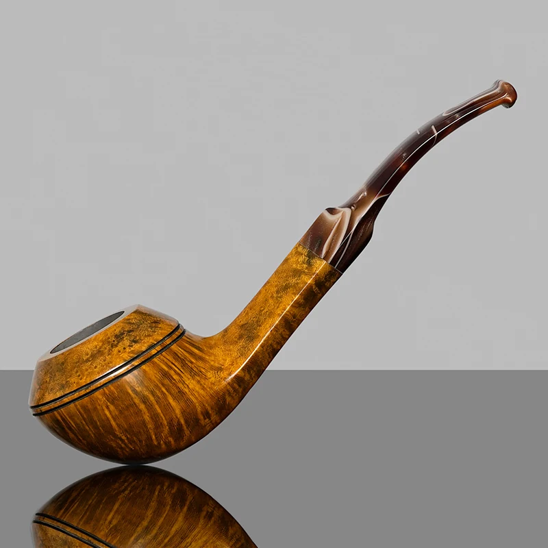 MUXIANG Briarwood Tobacco Pipe Bulldog Model Colorful Coffee Acrylic Mouthpiece Solid Wood Bowl 3mm Pipe Channel