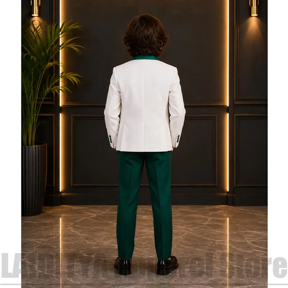 Boys 3 Piece Suit Set Fashion Shawl Lapel Kids Formal Blazer Vest Pants Child Gentleman Outfit Wedding Birthday Party Tuxedo