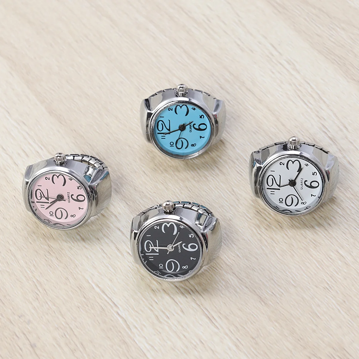 Couple Ring Watch Big Dial Clear Time Reading Mini Finger Quartz Watch For Women Gift Idea Red White Design