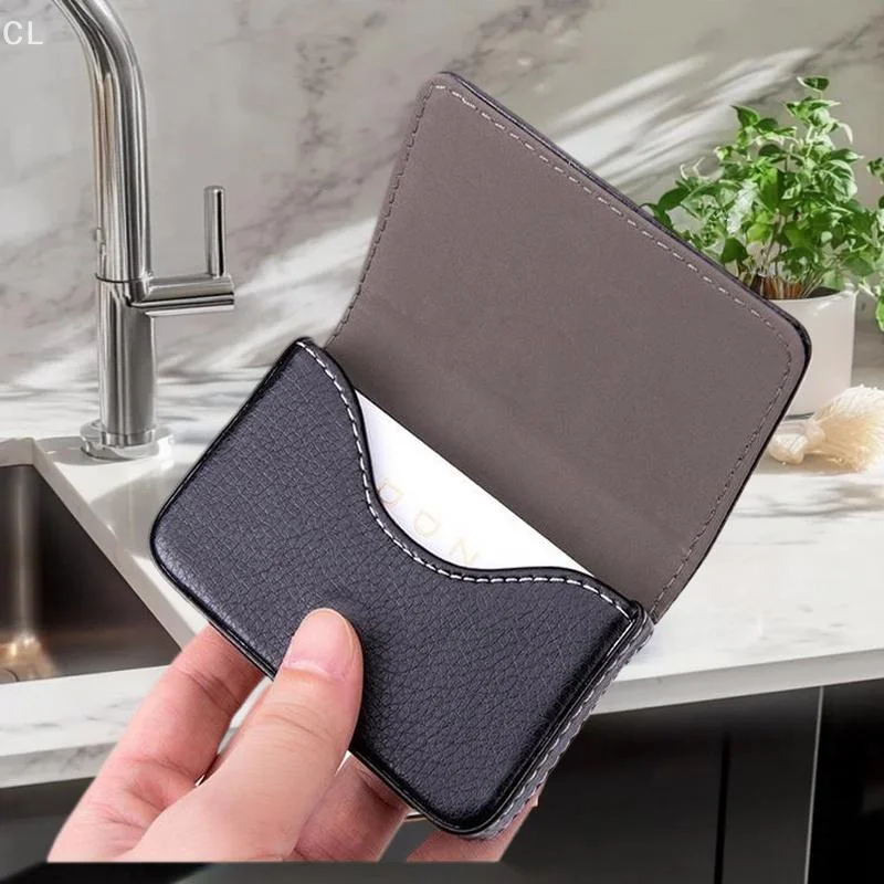 5. Porte-cartes en cuir PU cousu de taille utilitaire avec fermeture magnétique pour hommes et femmes