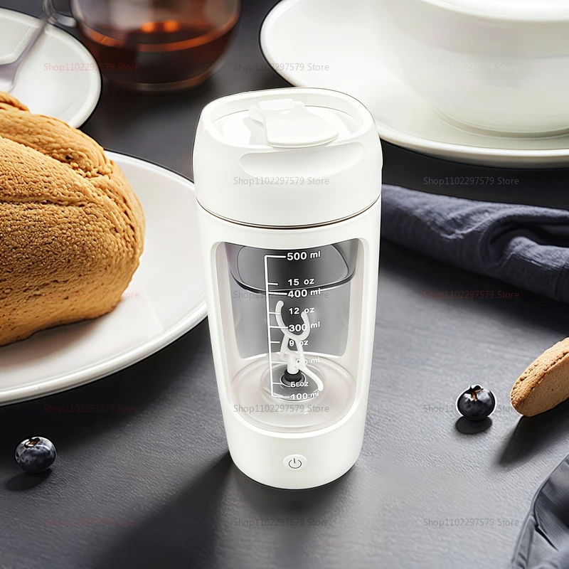 كوب شاكر أوتوماتيكي متعدد الوظائف قابل لإعادة الشحن سعة 500 مل للرياضة واللياقة البدنية ومسحوق بروتين خلط وتغذية رياضية